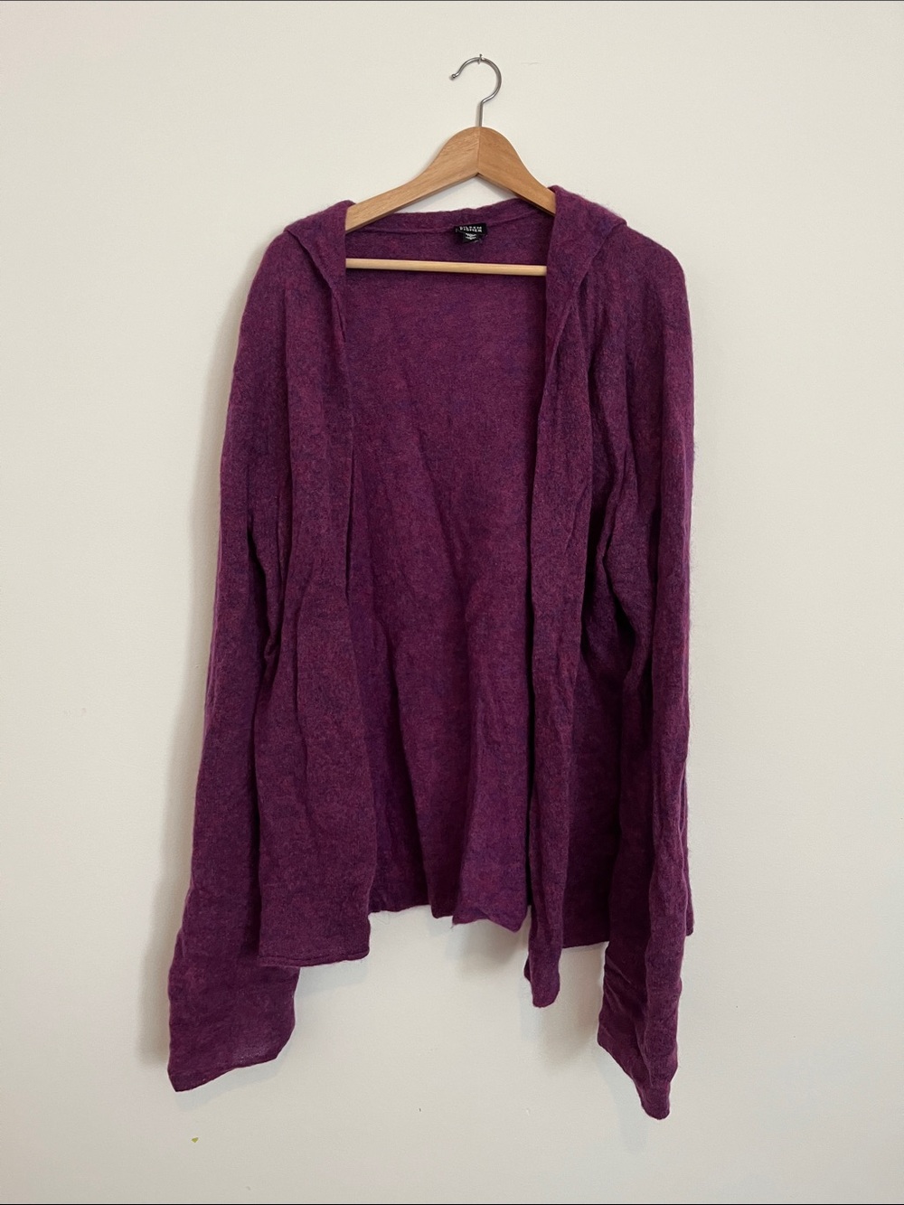 Eileen Fisher Plum Hooded Open-Front Cardigan